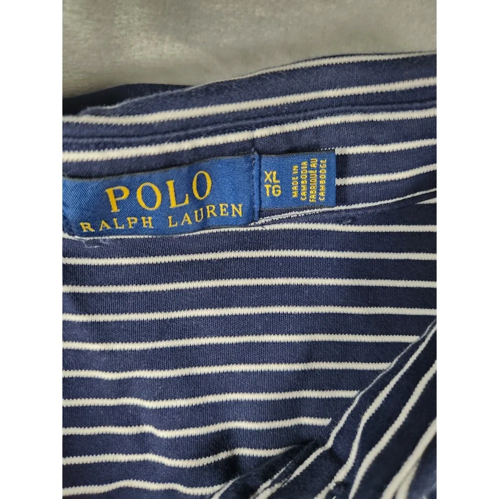 Polo Ralph Lauren Polo Shirt XL Men Navy Blue‎ And White Pony